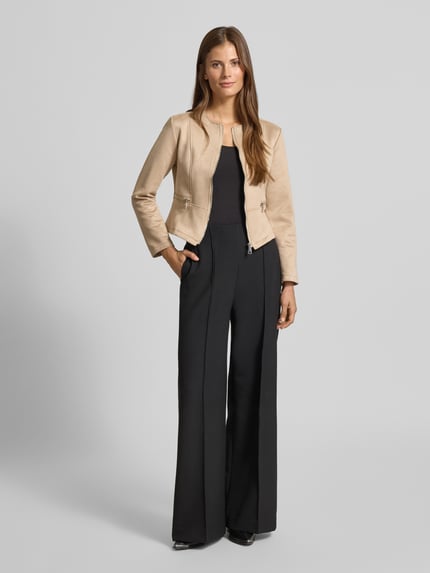ZABAIONE Kunstlederjacke mit Zierreißverschluss Taupe 1