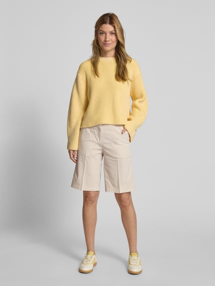 CAMBIO Wide leg korte broek met persplooien, model 'STELLA BERM' Steengrijs - 1