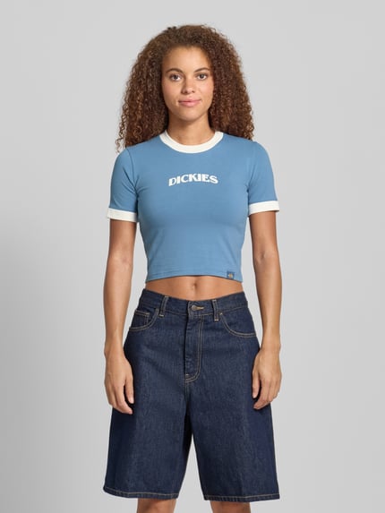 Dickies Cropped T-Shirt mit Label-Print Hellblau 4