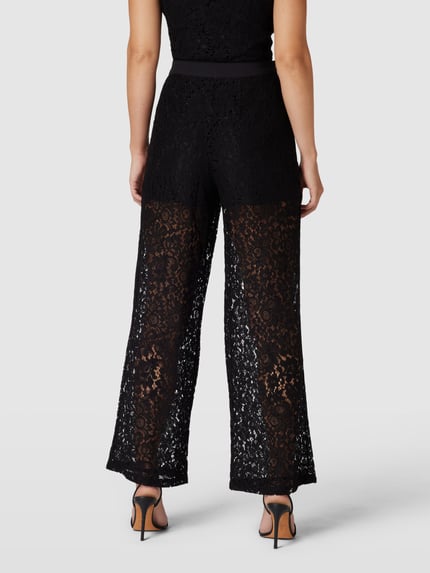 OBJECT Stoffen broek in semi-transparant design Zwart - 5