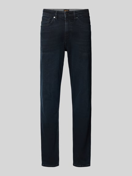 BOSS Orange Straight Fit Jeans mit Label-Patch Dunkelblau 1
