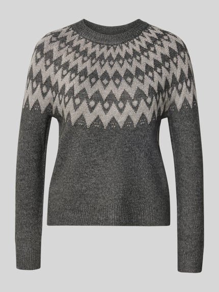 ONLY Regular Fit Strickpullover mit Norwegen-Muster Modell 'FRY' Anthrazit Melange 2