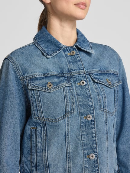 Jake*s Casual Jeansjack met paspelzakken op de borst Jeansblauw - 3