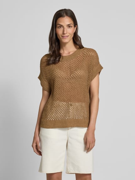Milano Italy Strickshirt mit Rundhalsausschnitt Camel 4