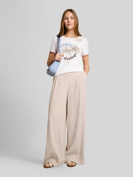 Tom Tailor Denim Regular Fit T-Shirt aus reiner Baumwolle mit Motiv-Print Weiss 1