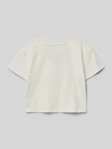 Produktfoto, T-Shirt mit Motiv- und Statement-Stitching von GAP, weiß, reine Baumwolle, Straight Fit, gerippter Rundhalsausschnitt, Rückansicht
