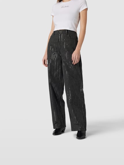 ROTATE relaxed fit jeans met pailletten Zwart - 4