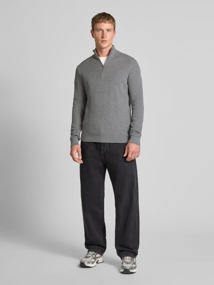ONLY & SONS Regular fit schipperstrui van katoenmix model 'PHIL' Middengrijs gemêleerd - 1