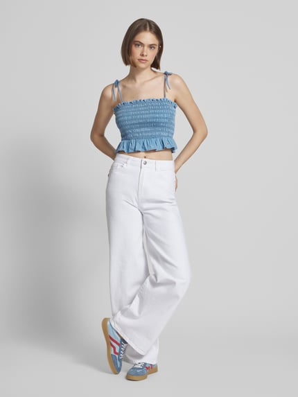 Tommy Jeans Top o kroju slim z czystej bawełny Jeansowy niebieski 1