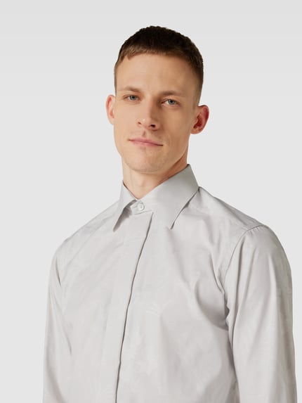 Eton Slim Fit Smokinghemd aus hochwertiger Baumwolle Modell 'FLORAL JACQUARD' Hellgrau 3