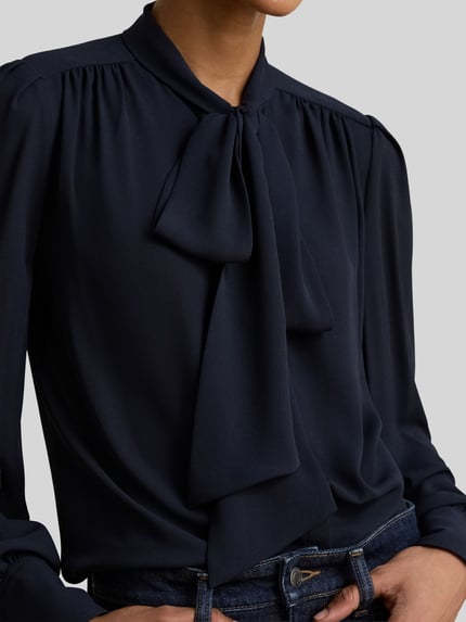 Lauren Ralph Lauren Regular Fit Langarmbluse aus Chiffon Modell 'KLARYCE' Marine 3