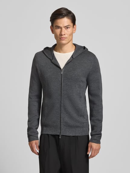 Christian Berg Men Regular Fit Strickjacke mit Lanawoll-Anteil Graphit Melange 4