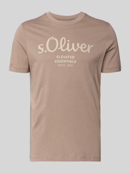 Produktfoto, Regular Fit T-Shirt aus reiner Baumwolle von s.Oliver RED LABEL, Optik: Unifarben, Label-Print, Rundhals, Kurzarm, Jersey