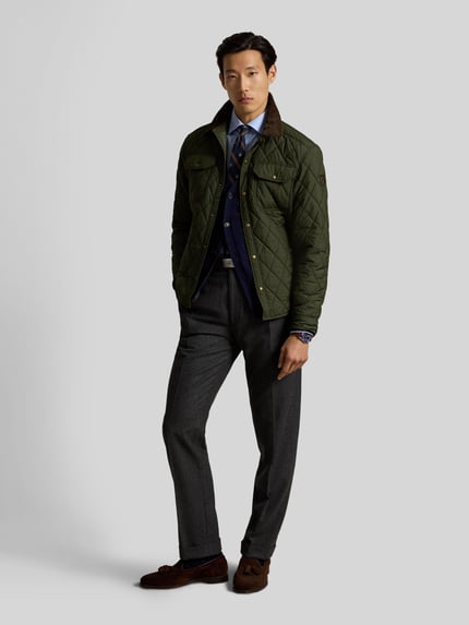 Polo Ralph Lauren Steppjacke mit Cordkragen Oliv 1