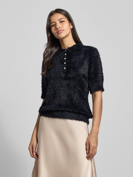 Christian Berg Woman Strickpullover mit 1/2-Arm und Knopfleiste Black 4