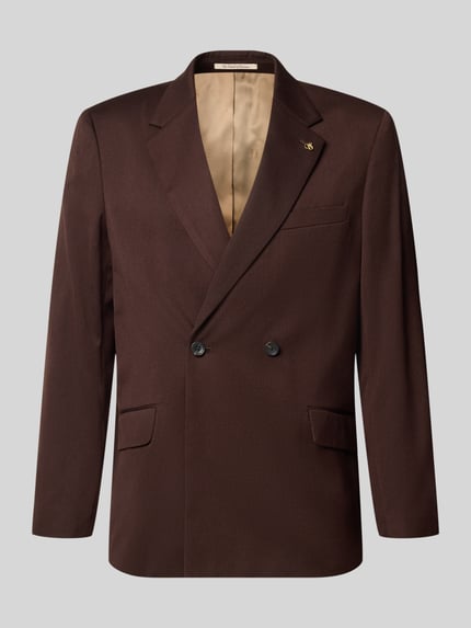 Produktfoto, Sakko mit Woll-Anteil und Reverskragen von Scotch & Soda, Mieszanka materiałów z dodatkiem wełny, krój regular fit, kołnierz z połami, 2-rzędowe zapięcie guzikowe, Brustasza, Kieszenie z patką, Długość tyłu w rozmiarze M: 74 cm, Szerokość w rozmiarze M: 44 cm, Długość rękawów w rozmiarze M: 65 cm