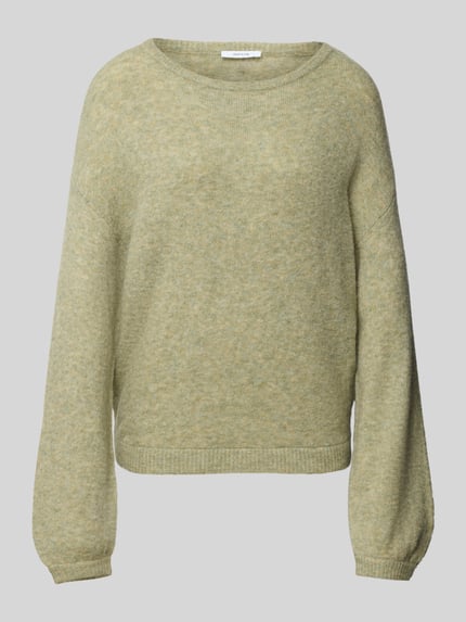 OPUS Sweter z dzianiny o kroju relaxed fit z dodatkiem moheru i wełny model „Pemine” Miętowy 2