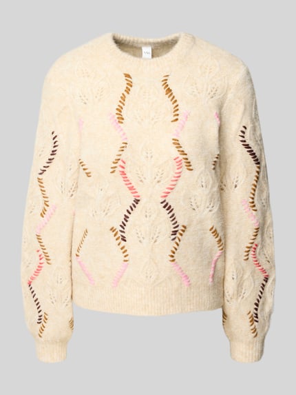 YAS Regular Fit Strickpullover mit Woll-Anteil Modell 'GABBI' Offwhite 2