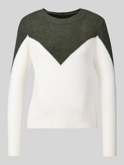 VERO MODA sweter krój regular fit z dodatkiem wełny model 'PLAZA' Ciemnozielony 2