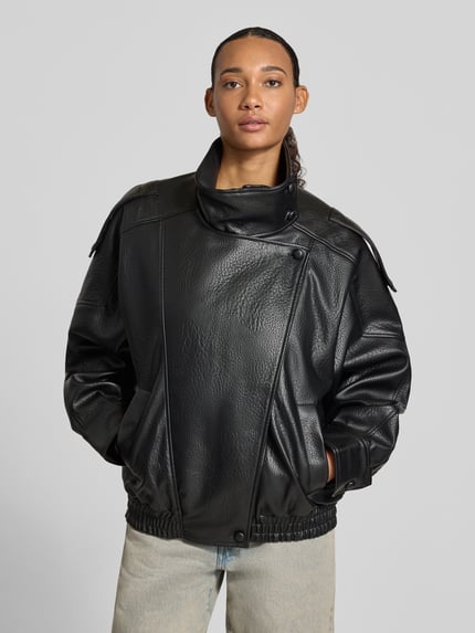 ONLY Lederjacke mit hohem Stehkragen Modell 'ONLVANI' Black 4