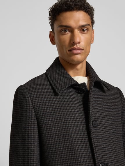 Selected Regular fit lange wollen jas met platte kraag, model 'ARCHIVE' Donkergrijs - 3