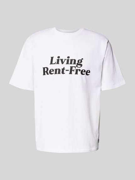REVIEW T-Shirt mit geripptem Rundhalsausschnitt Weiss 2