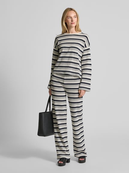 Jake*s Casual Flared stoffen broek met elastische band Ecru - 1