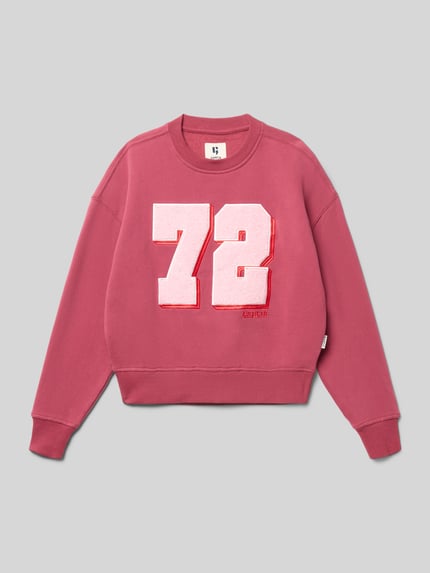 Garcia Bluza o kroju regular fit z nadrukiem z logo Różowy 1