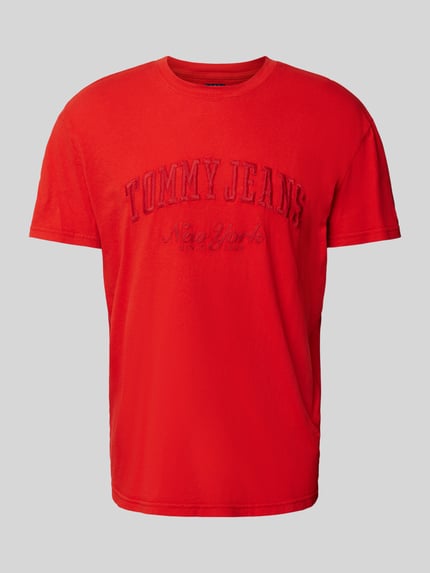 Tommy Jeans T-Shirt mit Label-Stitching Rot 2