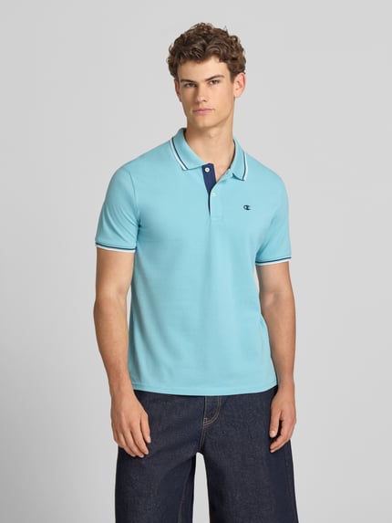 Champion Slim Fit Poloshirt mit Label-Stitching Hellblau 4