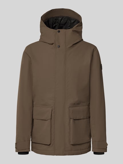 Produktfoto, Regular Fit Jacke mit aufgesetzten Taschen Modell 'Liam' von Didriksons in Braun, Kapuze, schlichte Form, glatte Textur, Herrenjacke