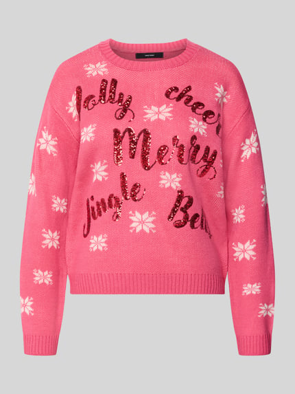 VERO MODA Pullover mit Pailletten-Schriftzug Pink 2