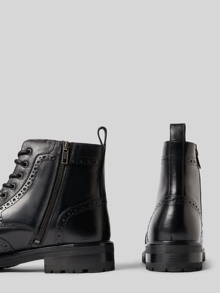 DIGEL Schnürstiefel aus Rindvelours mit Broguing Black 2