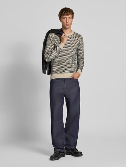 Blend Strickpullover mit Rundhalsausschnitt Modell 'DONG' Offwhite 1