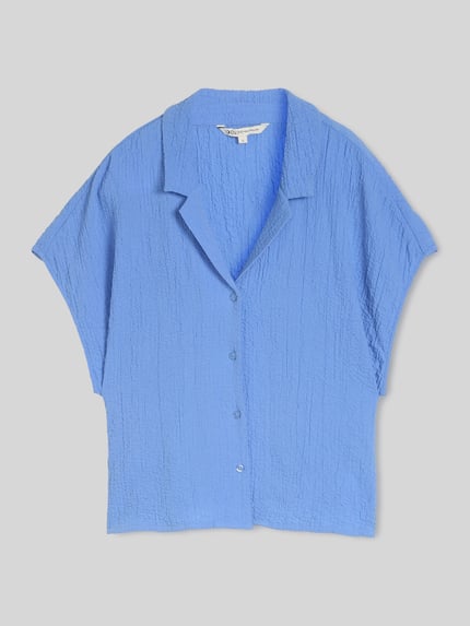 Tom Tailor Denim Regular Fit Hemdbluse aus Viskose-Mix Bleu 2