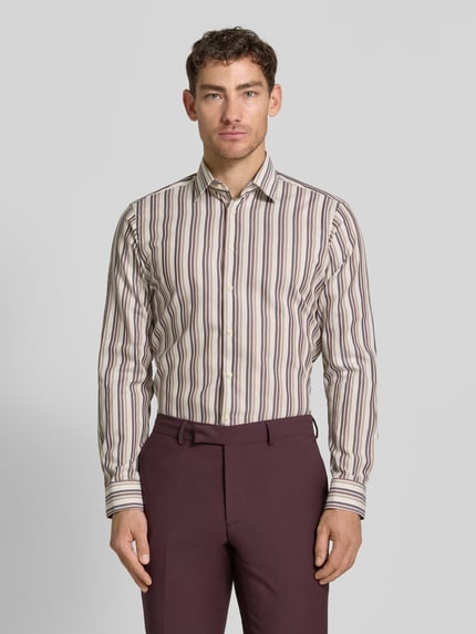Christian Berg Men Regular Fit Business Hemd aus Baumwolle mit Kentkragen Mittelbraun 4