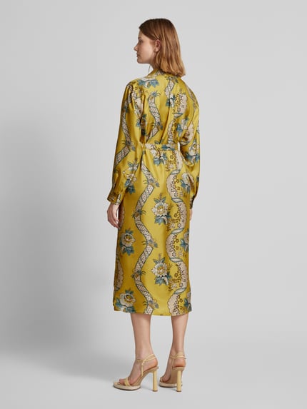 Weekend Max Mara Zijden jurk met strikceintuur, model 'GAIA' Mosterdgeel - 5