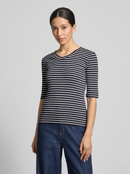 Christian Berg Woman Longsleeve mit 3/4-Arm und V-Ausschnitt Dunkelblau 4