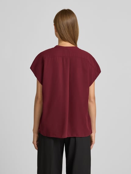 Calvin Klein Womenswear Regular Fit Bluse mit Schlüssellochausschnitt Modell 'Tie' Bordeaux 5