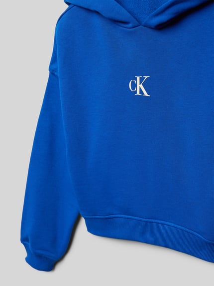 Calvin Klein Jeans Bluza z kapturem o pudełkowym kroju Królewski niebieski 2
