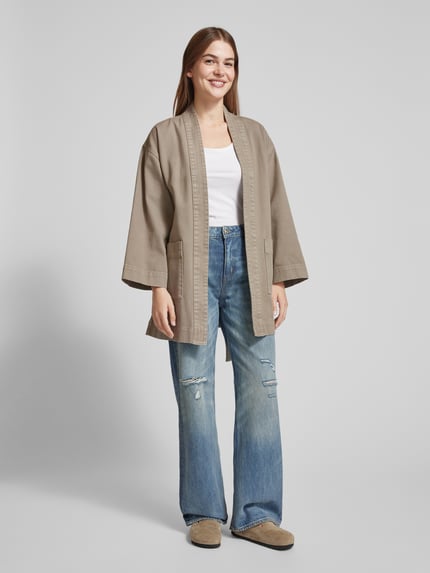 Jake*s Casual Jacke in Denim-Optik mit Taillengürtel Schlamm 1