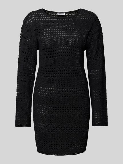 NOISY MAY® Knielanges Kleid mit Lochmuster Modell 'LAIKA' Black 2
