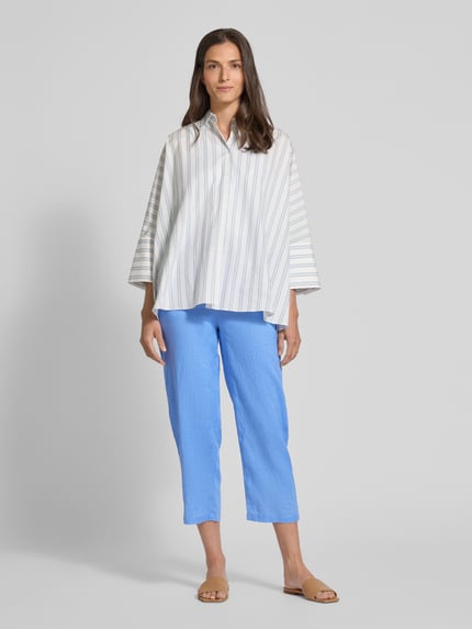 MANGO Leinenhose mit elastischem Bund Rauchblau 1
