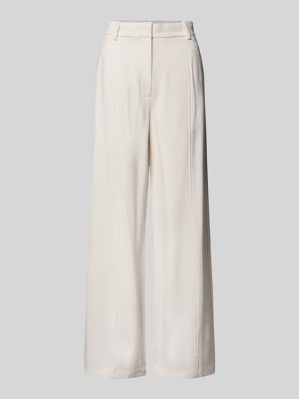 Produktfoto, Wide Leg Anzughose aus Viskose-Mix von Calvin Klein Womenswear in Optik: Unifarben, Strukturiert, Strukturmuster, Passform: Wide-Leg, Gürtelschlaufen, Schiebehaken, Knopf und verdeckter Reißverschluss, seitliche Eingrifftaschen, Paspeltaschen, Material: Viskose-Mix