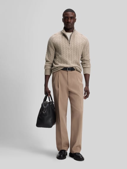 BOSS Pullover aus Wolle mit halbem Reißverschluss Beige 1