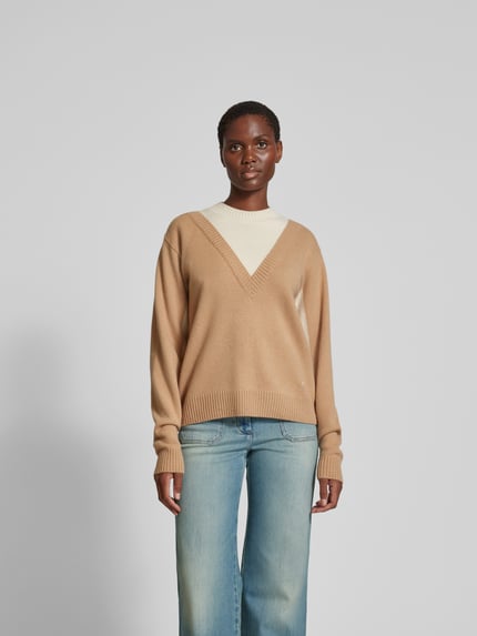 Rabanne Sweter ze stójką Camel 4