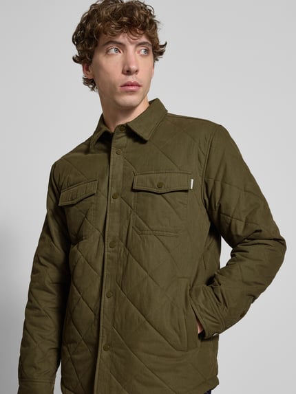 Pepe Jeans Regular Fit Hemdjacke aus Baumwoll-Mix Modell 'QUILTED WORKSHIRT' Oliv 3