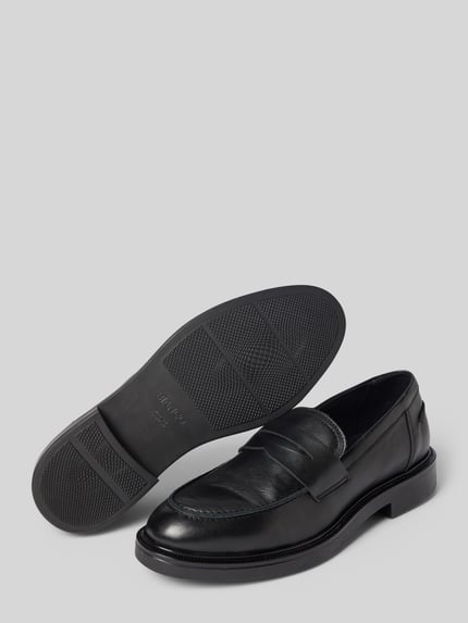 Produktfoto, Loafer mit leicht profilierte Sohle von BIANCO in Schwarz, glatte Optik, abgerundete Passform, Logo-Detail, strukturierte Sohle