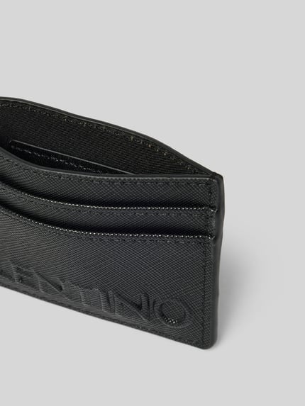 Produktfoto, schwarzer Cardholder mit Logo-Prägung Modell 'PANDIA' von VALENTINO BAGS, Damen Cardholder mit Einsteckfächern, strukturierte Oberfläche