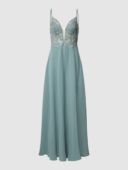 LUXUAR FASHION Abendkleid mit floralem Ziersteinbesatz Gruen 2